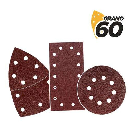 Blim Pack de 9 Lijas con Velcro para Lijadora BL0151 - Grano 60 - 3 Formatos