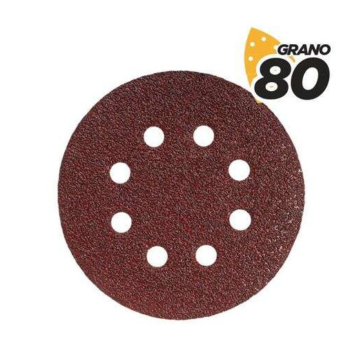 Blim Pack de 10 Lijas con Velcro para Lijadora BL0150 - 125mm - Grano 80 - Formato Circular