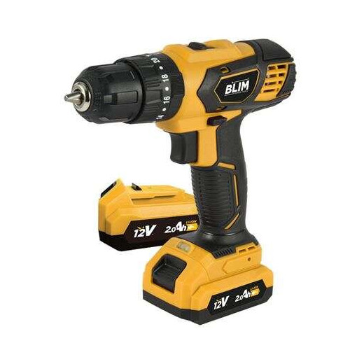 Blim Taladro Percutor a Bateria 12V 2Ah - 28Nm Par Maximo - 2 Velocidades 0-400/0-1500rpm - Incluye 2 Baterias y Maletin de Transporte