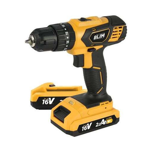 Blim Taladro Percutor a Bateria 16V 2Ah - 30Nm Par Maximo - 2 Velocidades 0-400/0-1500rpm - Incluye 2 Baterias y Maletin de Transporte