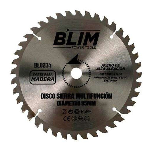 Blim Disco Corte de Madera para Sierra Multifuncion 85mm - 20 Dientes con Recubrimiento en Carburo de Tungsteno