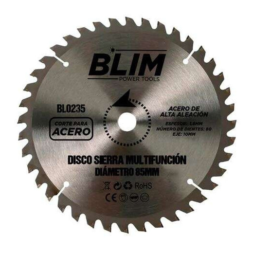 Blim Disco Corte de Acero para Sierra Multifuncion 85mm - 80 Dientes con Recubrimiento en Carburo de Tungsteno