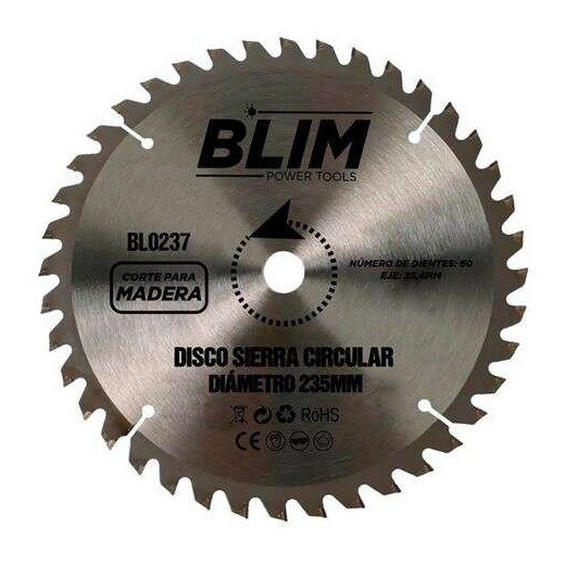 Blim Disco Corte de Madera para Sierra 235mm - 60 Dientes con Recubrimiento en Carburo de Tungsteno