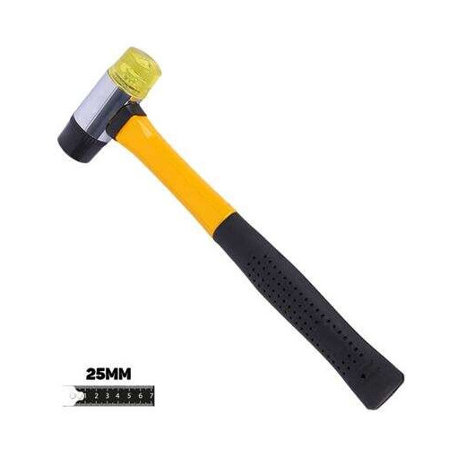 Blim Martillo Antirrebote de Doble Cara de Golpeo - 25mm - Cara de Poliuretano y Nylon - Mango de Fibra de Vidrio - Color Negro