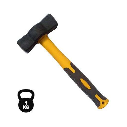 Blim Martillo de Acero al Carbono Forjado - Cabeza de 1 Kg - Superficie Templada - Mango de Fibra de Vidrio - Forma Ergonomica - Fijacion con Resina