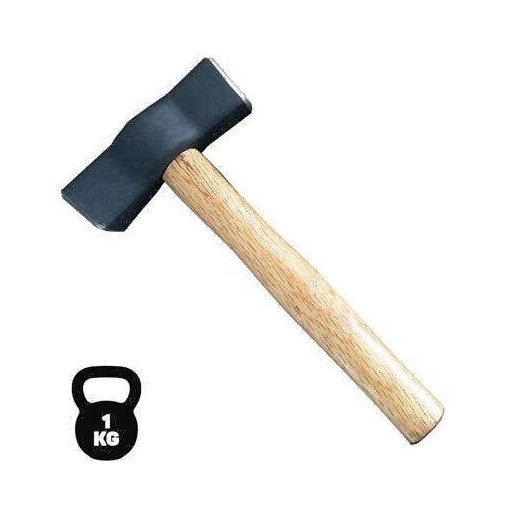 Blim Martillo de Carpintero - Cabeza en Acero al Carbono Forjado de 1 Kg - Superficie de Trabajo Templada - Mango de Madera - Mango con Forma Ergonomica - Color Natural
