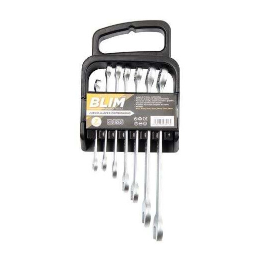 Blim Juego de 7 Llaves Combinadas - Cromo Vanadio - Marcas de Tamaño Unidireccionales y Grandes - Acabado Micromate Chapado en Cromo - Medidas: 8 mm