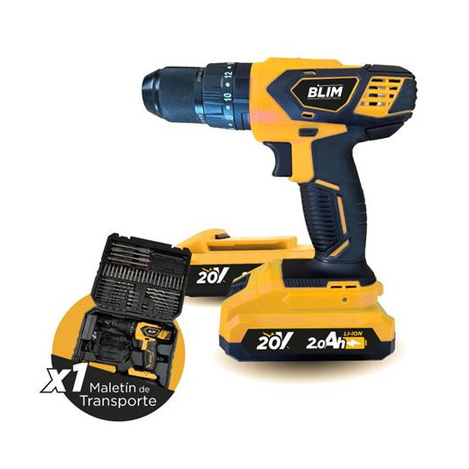 Blim Taladro Percutor 20V - 2 Baterias 2Ah + 50 Accesorios - Color Varios