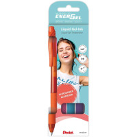 Pentel EnerGel X Pack de 4 Boligrafos de Bola Retractiles Tinta Gel - Punta 0.7mm - Trazo 0.35mm - Recargable - Grip de Agarre - 50% de Materiales Reciclados - Colores Fantasia Surtidos