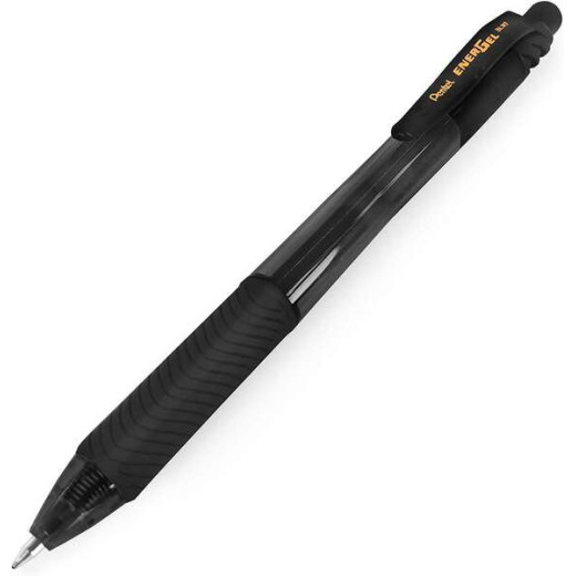 Pentel Energel X Boligrafo de Bola Retractil - Punta 0.7mm - Trazo 0.35mm - Tinta Gel - Recargable - Grip de Agarre - 50% de Materiales Reciclados - Color Negro