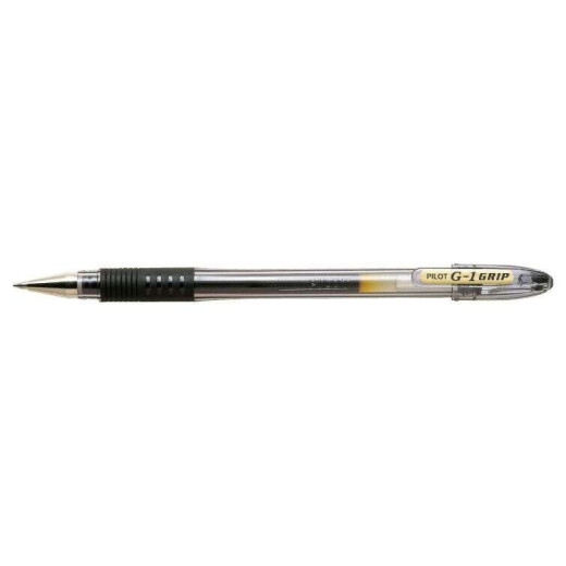 Pilot Boligrafo de Gel G1 Grip - Recargable - Grip de Goma - Punta de Bola 0.5mm - Trazo 0.3mm - Cuerpo Transparente - Color Negro