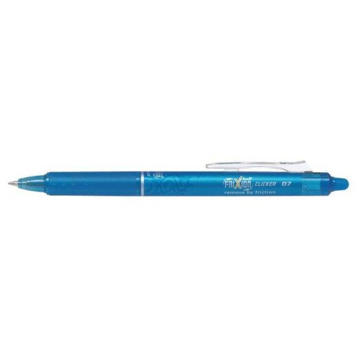 Pilot Frixion Clicker Boligrafo de Gel Borrable Retractil - Punta de Bola 0.7mm - Trazo 0.4mm - Grip Ergonomico - Color Azul Claro
