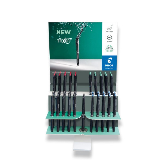 Pilot Frixion Ball Plus Expositor de 40 Boligrafos Borrables - Punta de 0.7mm y Trazo de 0.35mm - Recargables - 80% de Plastico Reclclado - Colores Surtidos