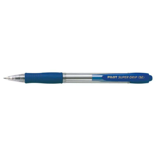 Pilot Boligrafo de Bola Retractil SuperGrip - Punta Redonda 1.0mm - Trazo 0.27mm - Tinta de Aceite - Grip Ergonomico - Color Azul