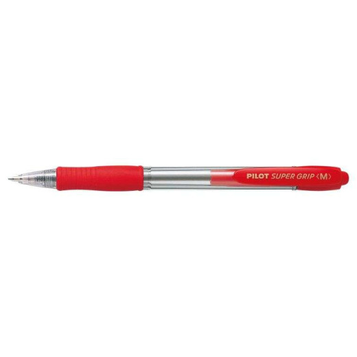 Pilot Boligrafo de Bola Retractil SuperGrip - Punta Redonda 1.0mm - Trazo 0.27mm - Tinta de Aceite - Grip Ergonomico - Color Rojo