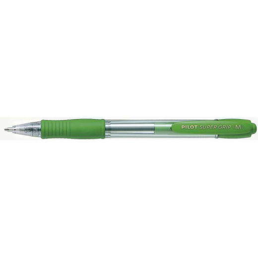 Pilot Boligrafo de Bola Retractil SuperGrip - Punta Redonda 1.0mm - Trazo 0.27mm - Tinta de Aceite - Grip Ergonomico - Color Verde Claro