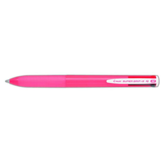 Pilot Boligrafo de Bola Retractil Super Grip G4 - 4 Colores - Punta 1.0mm - Trazo 0.27mm - Cuerpo Rosa