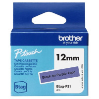 Brother Btag-F31 Cinta 12mm - Texto Negro sobre Fondo Morado - Medidas 12mmx4 Metros - Apta para PTN10