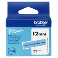 Brother Btag-L31 Cinta 12mm - Texto Negro sobre Fondo Azul Claro - Medidas 12mmx4 Metros - Apta para PTN10