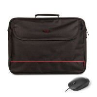 NGS Bureau Pack de Maletin para Portatil 16" + Raton USB 800dpi - Acolchado Interior - 2 Compartimentos y Bolsillo Exterior - Color Negro