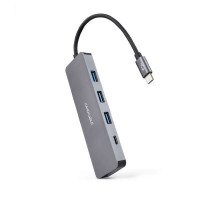 Nanocable Hub USB-C/M A 3xUSB3.0/H + 1xUSB-C/H - 10cm - Color Aluminio