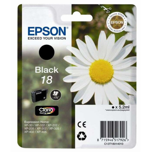 Epson T1801 (18) Negro Cartucho de Tinta Original - C13T18014012