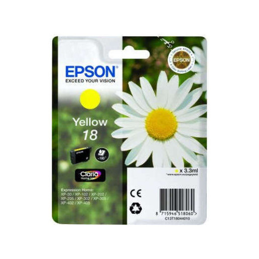 Epson T1804 (18) Amarillo Cartucho de Tinta Original - C13T18044012