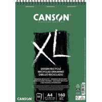 Canson XL Recycled Bloc de Dibujo con 50 Hojas A4 - Espiral Microperforado - Grano Fino - 160g - Color Blanco