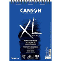 Canson Xl Mix Media Bloc de Dibujo Acuarela de 30 Hojas A4 - Grano Medio - Microperforado Espiral - 21x29.7cm - 300g - Color Blanco