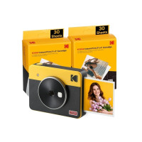 Kodak Mini Shot 3 Retro Pack de Camara Digital Instantanea Bluetooth + 60 Hojas de Papel Fotografico 7.62x7.62cm - Pantalla LCD 1.7" - Flash Integrado - Espejo para Selfies - Color Amarillo/Negro