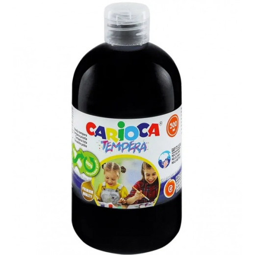 Carioca Botella de Tempera 500ml - Colores Superlavables - Faciles de Mezclar - Aplicable en Materiales Porosos - Alta Opacidad - Color Negro