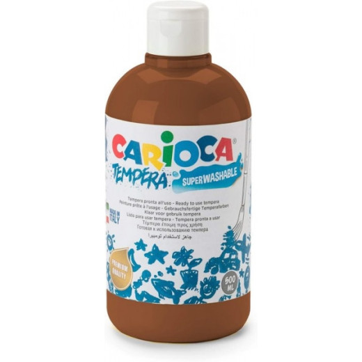 Carioca Botella Tempera 500ml - Colores Superlavables - Faciles de Mezclar - Aplicable en Materiales Porosos - Alta Opacidad - Color Marron