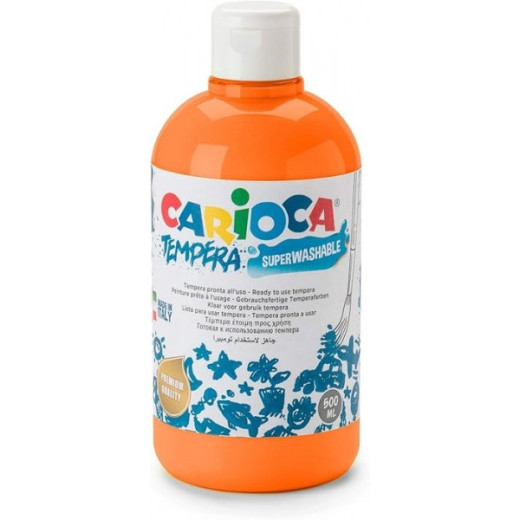 Carioca Botella Tempera 500ml - Colores Superlavables - Faciles de Mezclar - Aplicable en Materiales Porosos - Alta Opacidad - Color Naranja