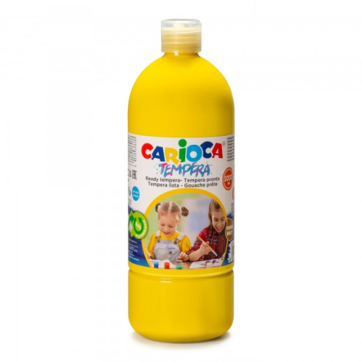 Carioca Botella de Tempera - 1000ml - Colores Superlavables - Faciles de Mezclar - Aplicable en Materiales Porosos - Alta Opacidad - Color Amarillo