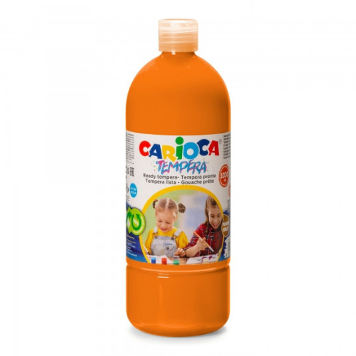 Carioca Botella Tempera 1000ml - Colores Superlavables - Faciles de Mezclar - Aplicable en Materiales Porosos - Alta Opacidad - Color Naranja