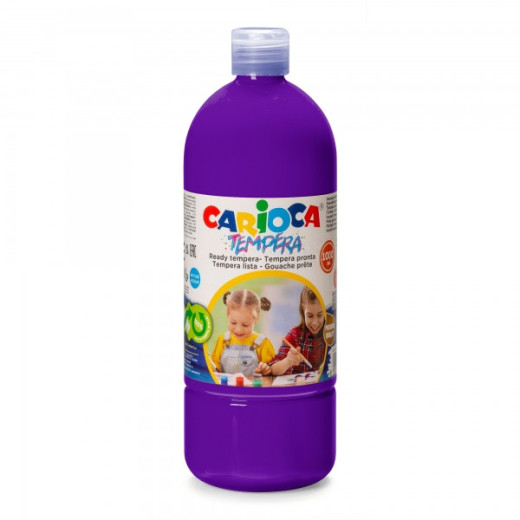 Carioca Botella de Tempera - 1000ml - Colores Superlavables - Faciles de Mezclar - Aplicable en Materiales Porosos - Alta Opacidad - Color Morado