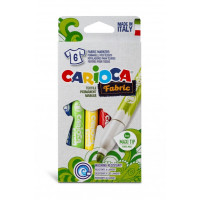 Carioca Fabric Pack de 6 Rotuladores para Tejidos - Punta Maxi Ø 6mm - Tinta Especial para Tejidos - Colores Indelebles Tras Aplicacion - Mayor Duracion y Brillo al Planchar Reverso - Color Varios