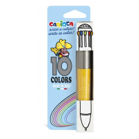 Carioca Boligrafo de 10 Colores Vintage - Boligrafo con Punta de Esfera Automatico - 10 Colores en un Solo Boligrafo - Punta Ø 1mm - Color Varios