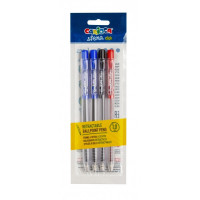 Pack Carioca Sfera Pack de 4 Boligrafos Retractiles - Punta Ø 1mm - Boligrafos Retractiles - Click Facil y Comodo - Escritura Suave y Fluida - Color Varios