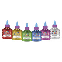 Carioca Glitter Glue Pack de 12 Botellas de 88ml - Tapa con Dispensador - Decoracion con Efecto Glitter - Aplicacion Directa - Secado en 30 Minutos - sin Disolventes - Color Varios