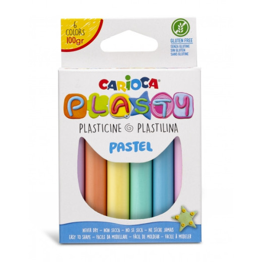 Carioca Pack de 6 Plastilinas Colores Pastel - Facil de Usar - No Se Seca - Reutilizable - Colores Brillantes y Mezclables - Libre de Gluten - Color Varios