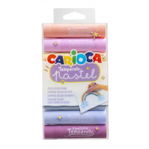 Carioca Temperello Pack de 8 Temperas Solidas - Colores Pastel - Lavables - Gran Cobertura - Faciles de Mezclar - sin Disolventes - Acabado Satinado - Secado Rapido - Color Varios