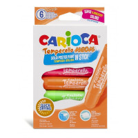 Carioca Temperello Neon Pack de 6 Temperas Solidas - Colores Brillantes y Lavables - Gran Cobertura - Faciles de Mezclar - sin Disolventes - Acabado Satinado - Secado Rapido - Color Varios