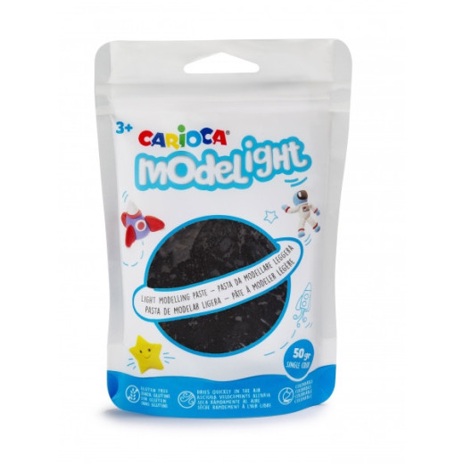 Carioca Modelight Pack de Pasta de Moldear Super Ligera - Elastica y Maleable - Se Seca al Aire - No Ensucia las Manos - Reutilizable con Agua - Color Negro