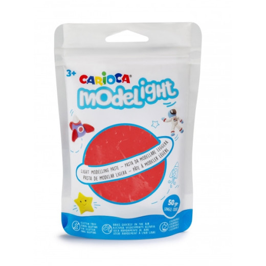 Carioca Modelight Pack de Pasta de Moldear Super Ligera - Elastica y Maleable - Se Seca al Aire - No Ensucia las Manos - Reutilizable con Agua - Color Rojo