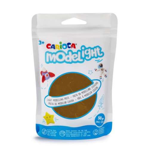 Pack Carioca Modelight 50gr Pasta de Moldear - Super Ligera - Elastica - Maleable - Se Seca al Aire - No Ensucia - Reutilizable con Agua - Coloreable al Secar - Color Marron