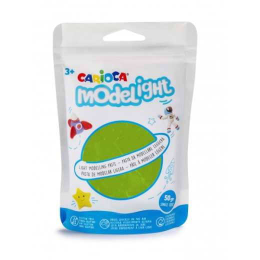 Carioca Modelight Pack de Pasta de Moldear Super Ligera - Elastica y Maleable - Se Seca al Aire - No Ensucia las Manos - Reutilizable con Agua - Color Verde