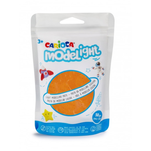 Carioca Modelight Pack de Pasta de Moldear Super Ligera - Elastica y Maleable - Se Seca al Aire - No Ensucia las Manos - Reutilizable con Agua - Color Naranja