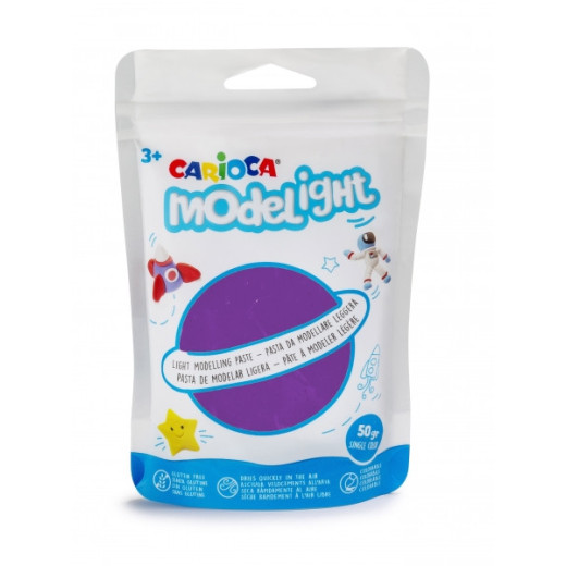 Carioca Modelight Pack de Pasta de Moldear Super Ligera - Elastica y Maleable - Se Seca al Aire - No Ensucia las Manos - Reutilizable con Agua - Color Morado