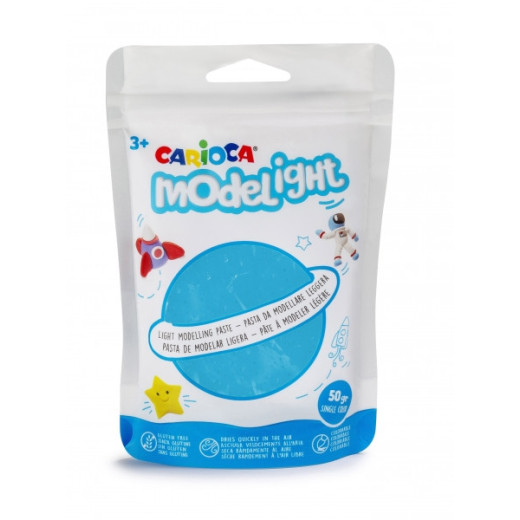 Carioca Modelight Pack de Pasta de Moldear Super Ligera - Elastica y Maleable - Se Seca al Aire - No Ensucia las Manos - Reutilizable con Agua - Color Azul